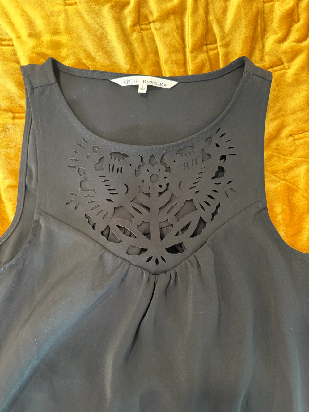 RACHEL Rachel Roy Black Laser-Cut Detail Sleeveless Dress